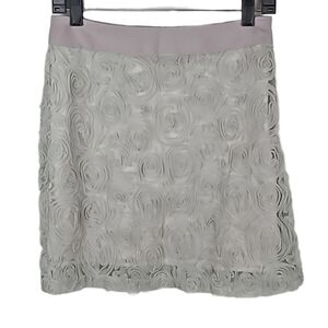 Light Gray 3-D Rose Design Tuille Mesh Mini Skirt